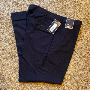 Travel Smart Men’s Pants - Black w/blue checker print 38x29